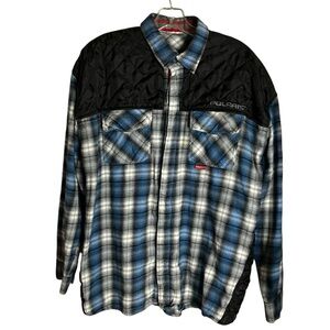 Polaris Flannel Shacket with Quilted Panels Midweight Blue XL
